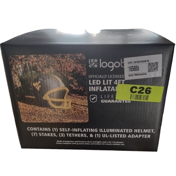 NEW West Virginia Football inflatable Helmet 4ft LED lit Logo brands sports - Picture 2 of 3